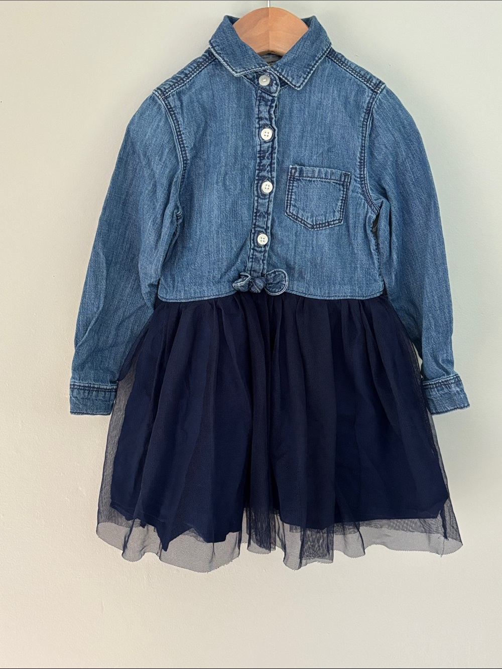 OshKosh B’gosh Toddler Denim Shirt Dress Mixed Tulle Remix 2T